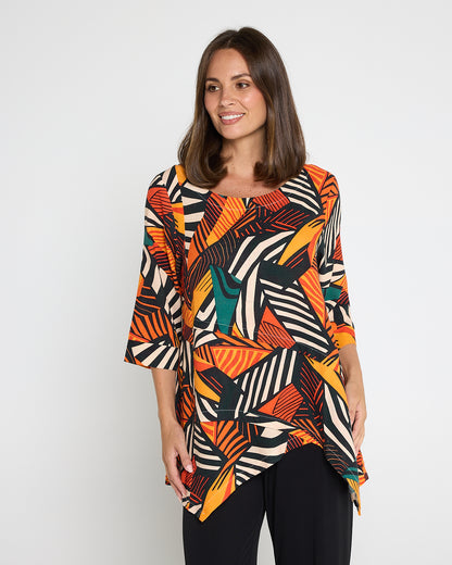 Esther Linen Top - Safari Sunset