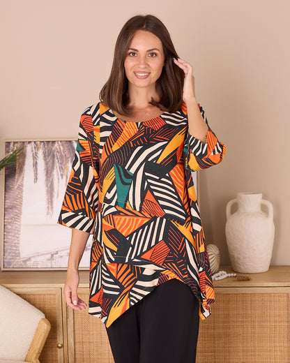 Esther Linen Top - Safari Sunset
