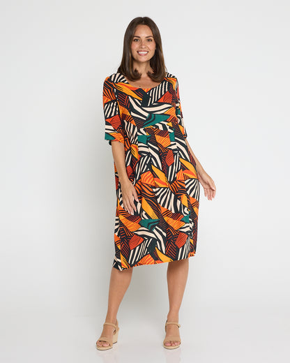 Delphi Pleat Dress - Safari Sunset
