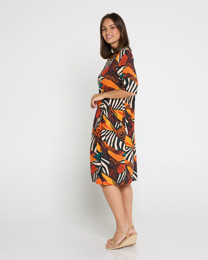 Delphi Pleat Dress - Safari Sunset