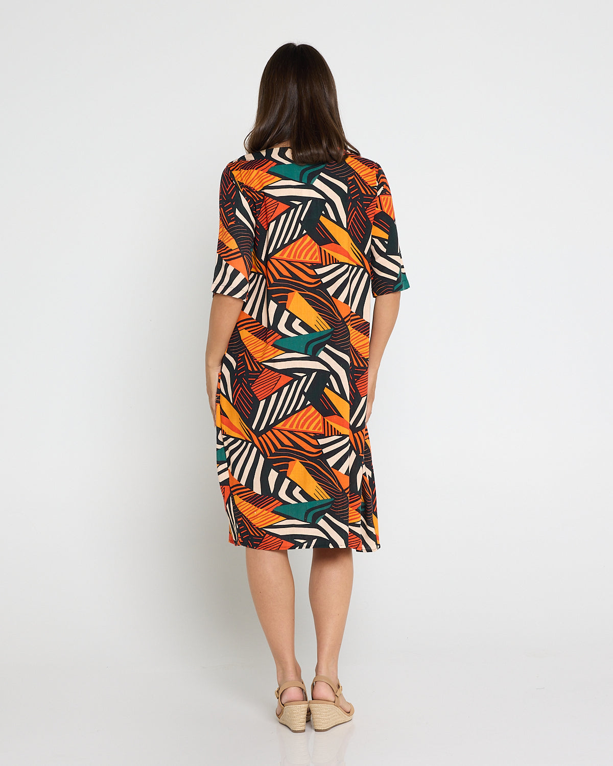 Delphi Pleat Dress - Safari Sunset