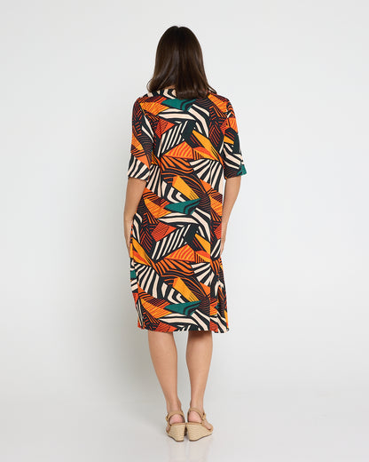Delphi Pleat Dress - Safari Sunset