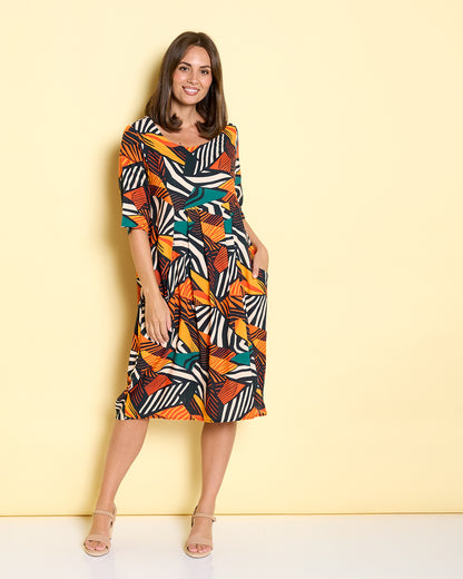 Delphi Pleat Dress - Safari Sunset