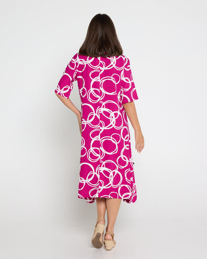 River Linen Dress - Raspberry Bubbly