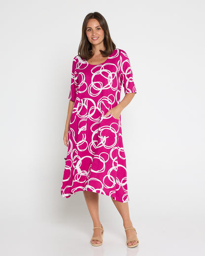 River Linen Dress - Raspberry Bubbly