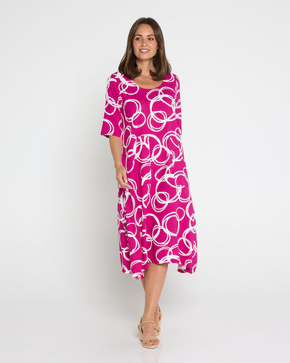 River Linen Dress - Raspberry Bubbly