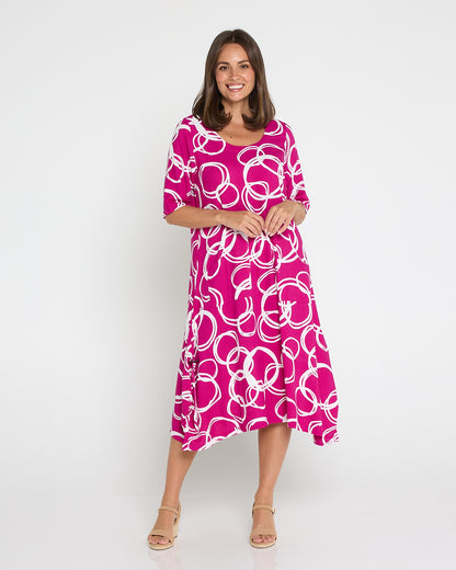 River Linen Dress - Raspberry Bubbly