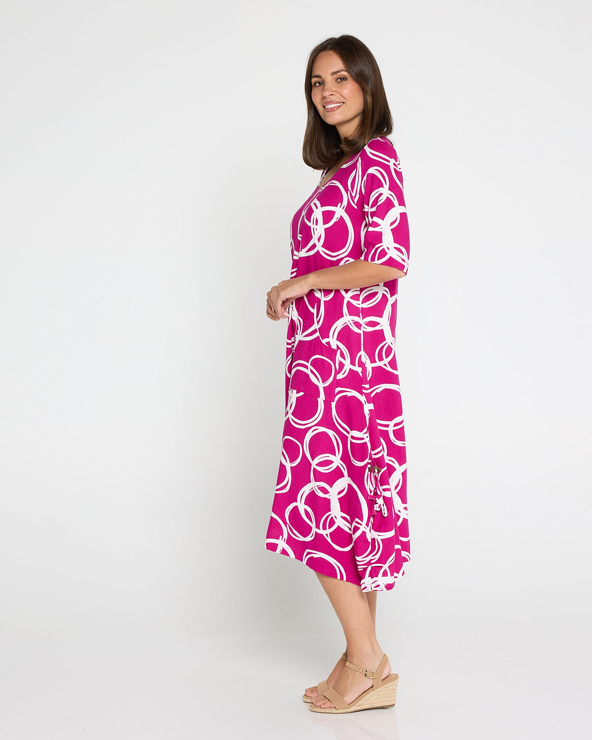 River Linen Dress - Raspberry Bubbly