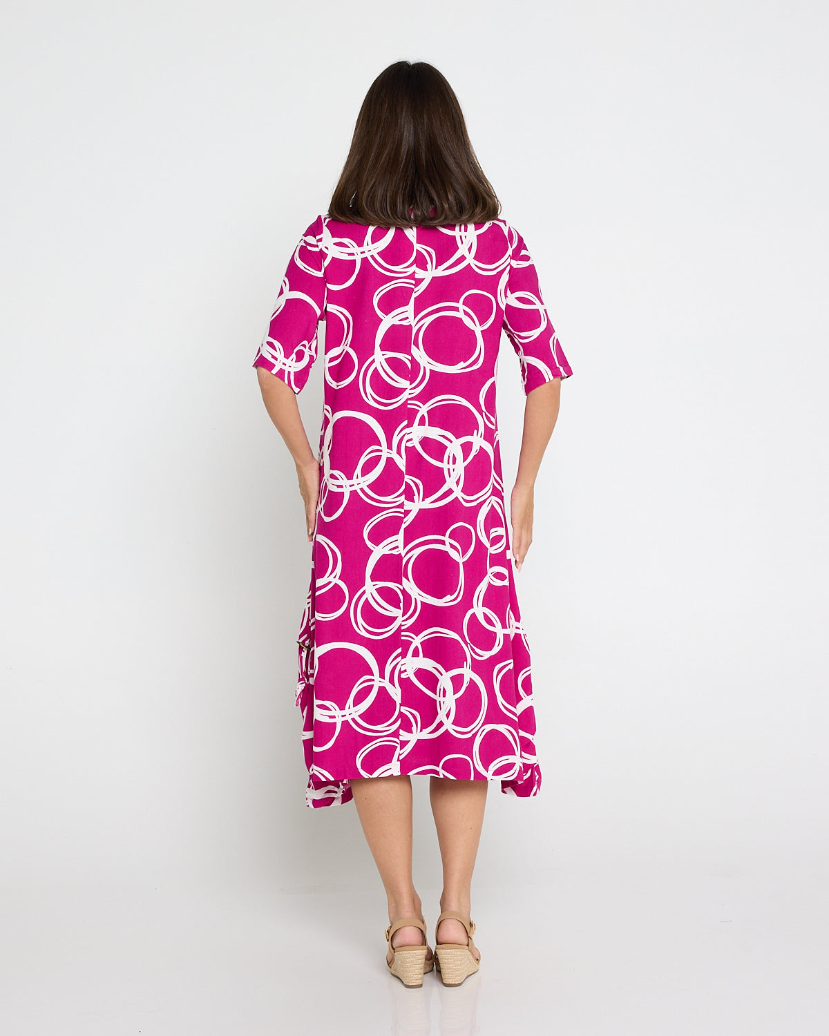 River Linen Dress - Raspberry Bubbly