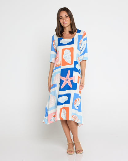 River Linen Dress - Seashell & Starfish