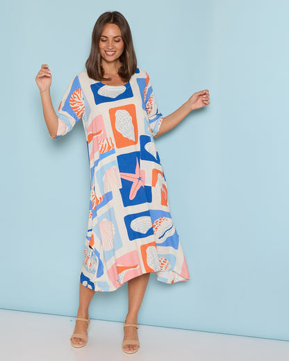 River Linen Dress - Seashell & Starfish