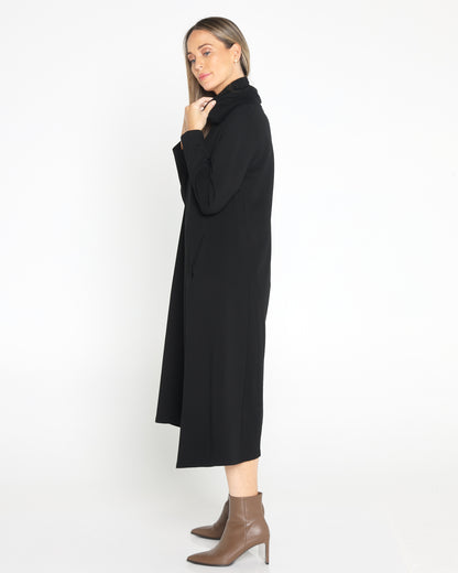 Margie Cowl Pocket Dress - Black