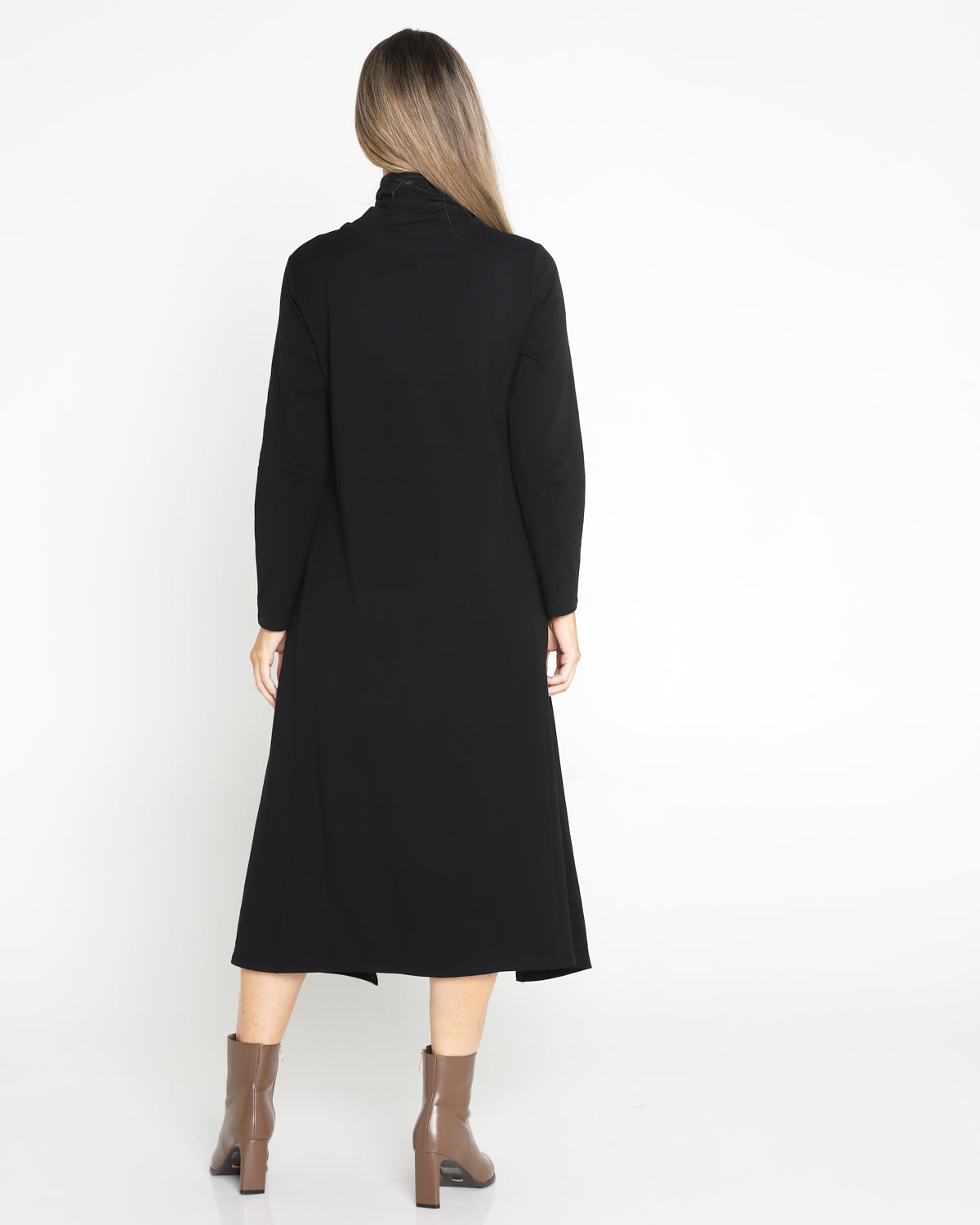Margie Cowl Pocket Dress - Black