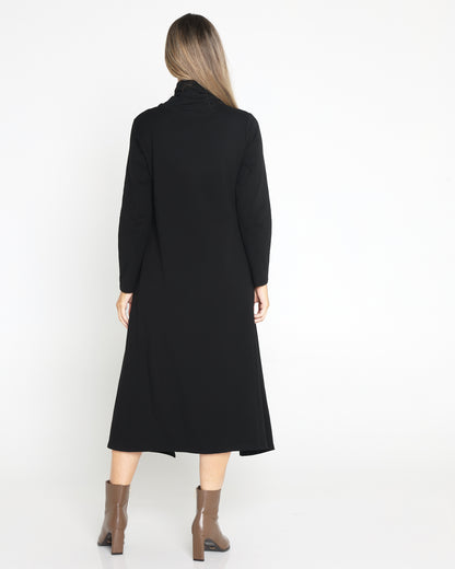 Margie Cowl Pocket Dress - Black