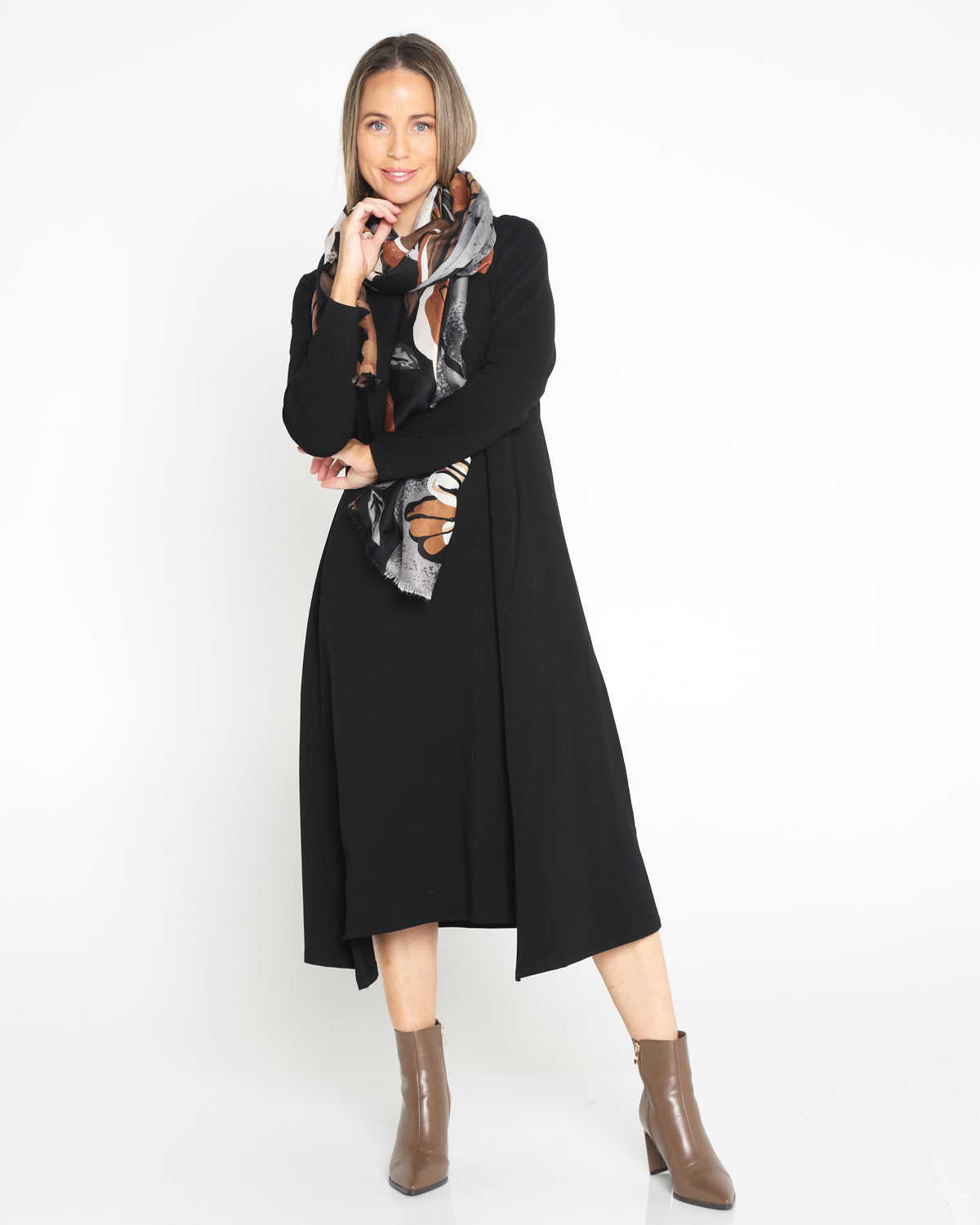 Margie Cowl Pocket Dress - Black
