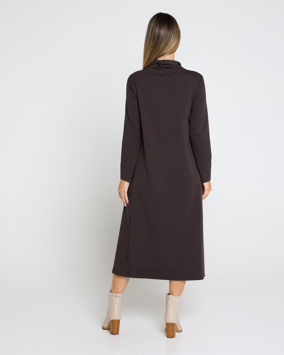 Margie Cowl Pocket Dress - Mocha