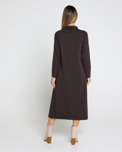 Margie Cowl Pocket Dress - Mocha