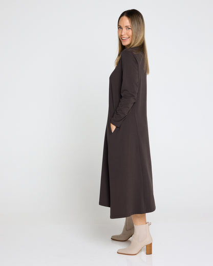 Margie Cowl Pocket Dress - Mocha