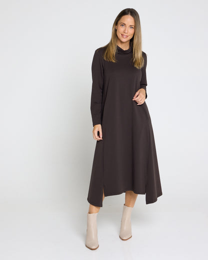 Margie Cowl Pocket Dress - Mocha