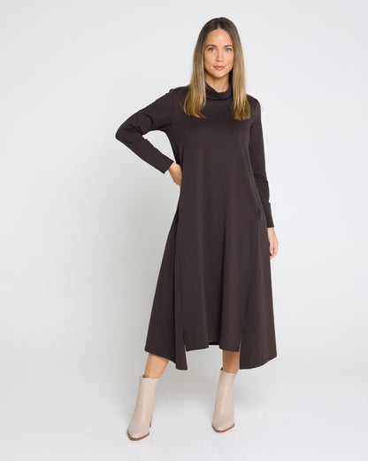 Margie Cowl Pocket Dress - Mocha