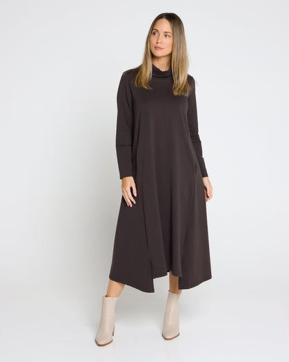 Margie Cowl Pocket Dress - Mocha