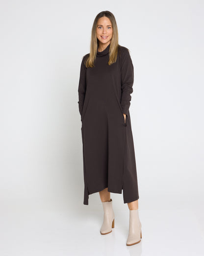 Margie Cowl Pocket Dress - Mocha