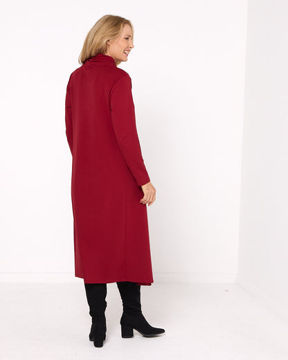 Margie Cowl Pocket Dress - Ruby Red