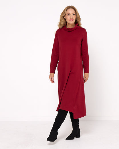 Margie Cowl Pocket Dress - Ruby Red
