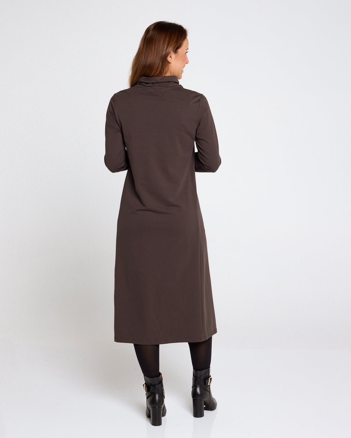 Margie Cowl Pocket Dress - Mocha