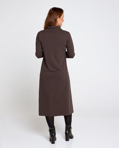 Margie Cowl Pocket Dress - Mocha