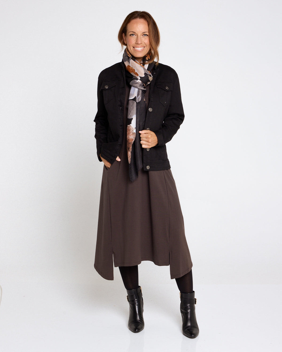 Margie Cowl Pocket Dress - Mocha