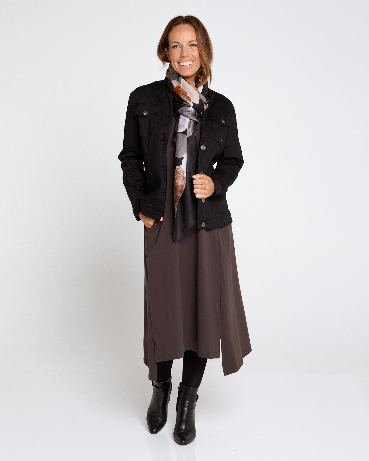 Margie Cowl Pocket Dress - Mocha