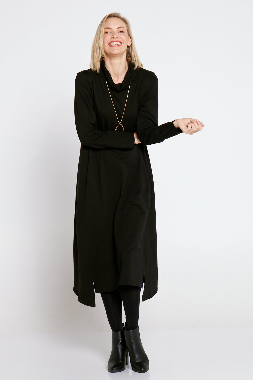 Margie Cowl Pocket Dress Black – TULIO Fashion