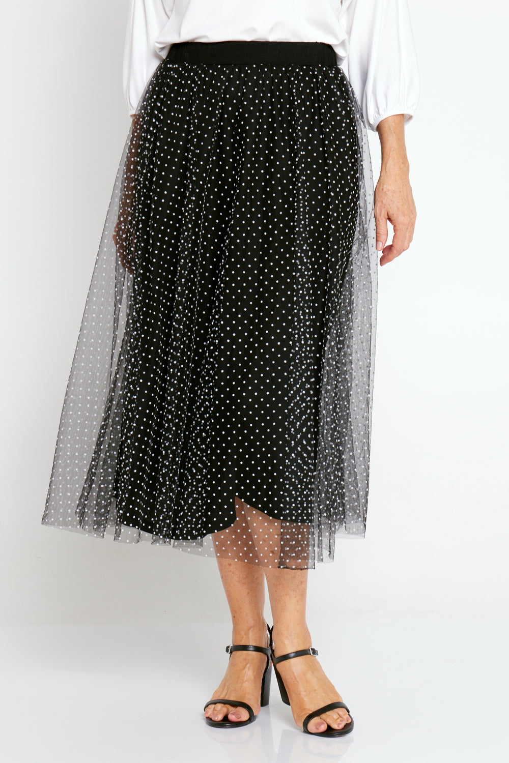 Carrie Tulle Skirt Black/Micro Spot – TULIO Fashion