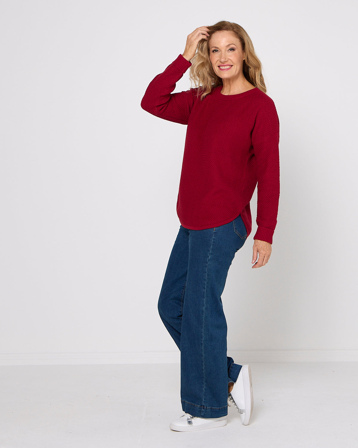 Brenda Waffle Knit - Burgundy