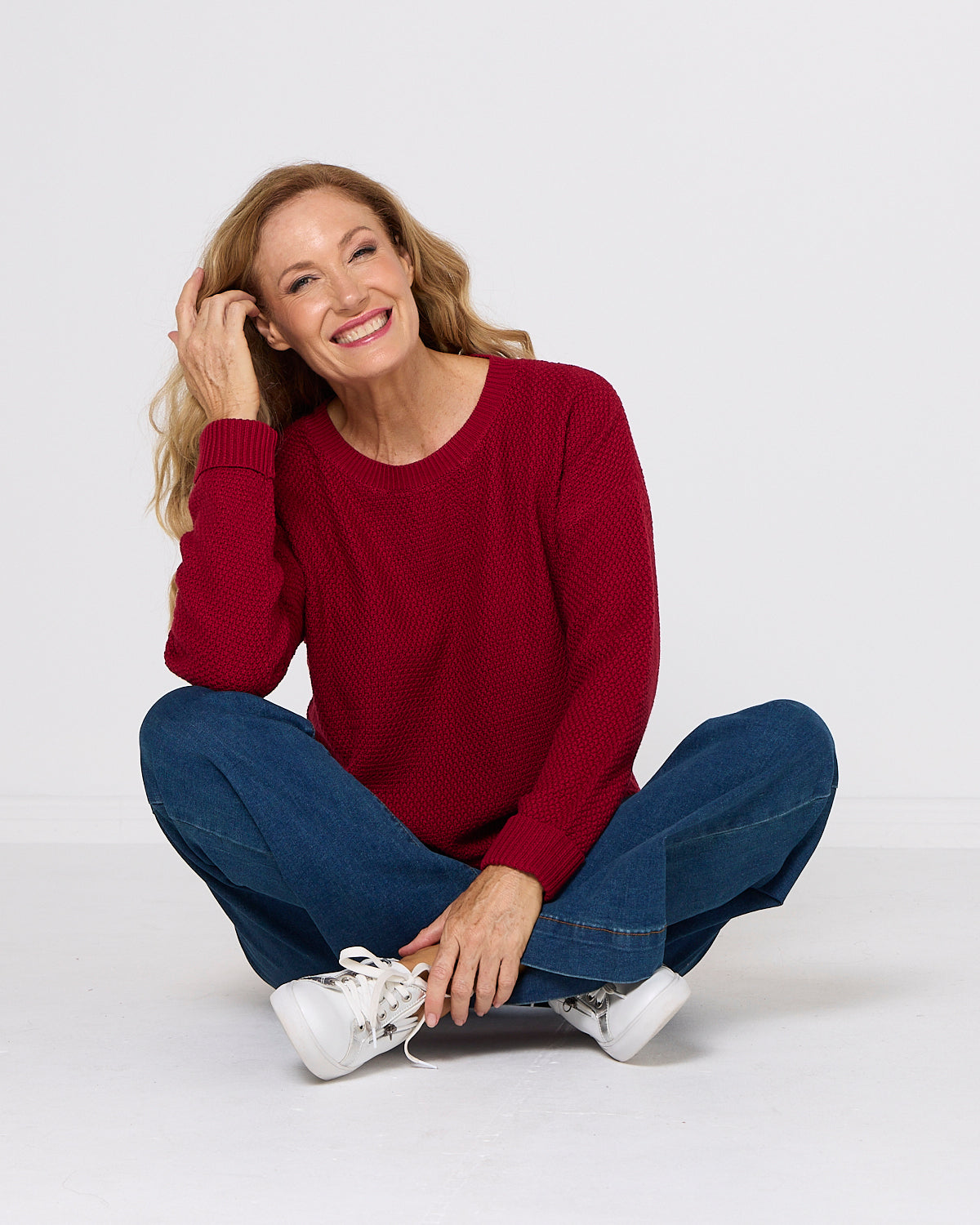 Brenda Waffle Knit - Burgundy