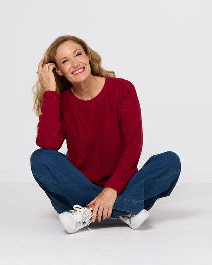 Brenda Waffle Knit - Burgundy