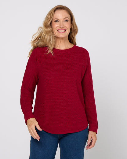 Brenda Waffle Knit - Burgundy