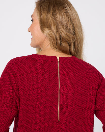 Brenda Waffle Knit - Burgundy