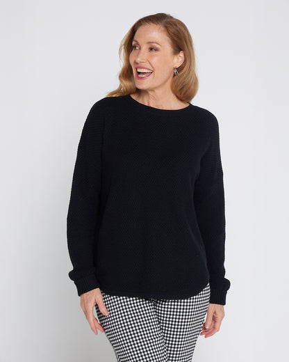 Brenda Waffle Knit - Black