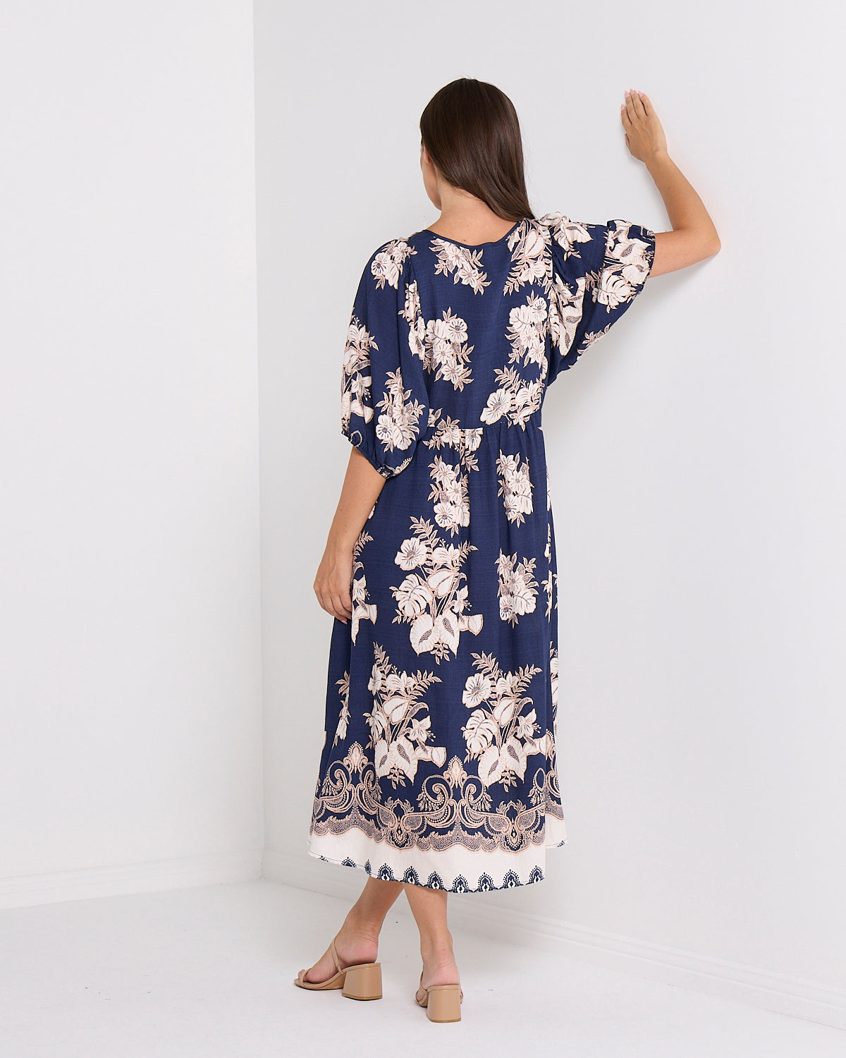 Sabina Dress - Navy/Lace Bouquet