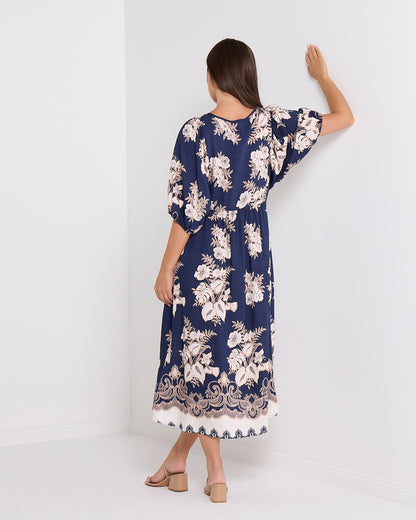 Sabina Dress - Navy/Lace Bouquet