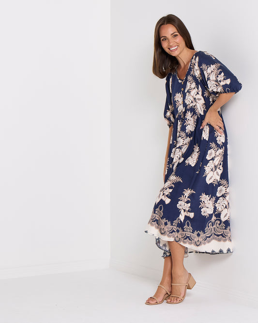 Sabina Dress - Navy/Lace Bouquet