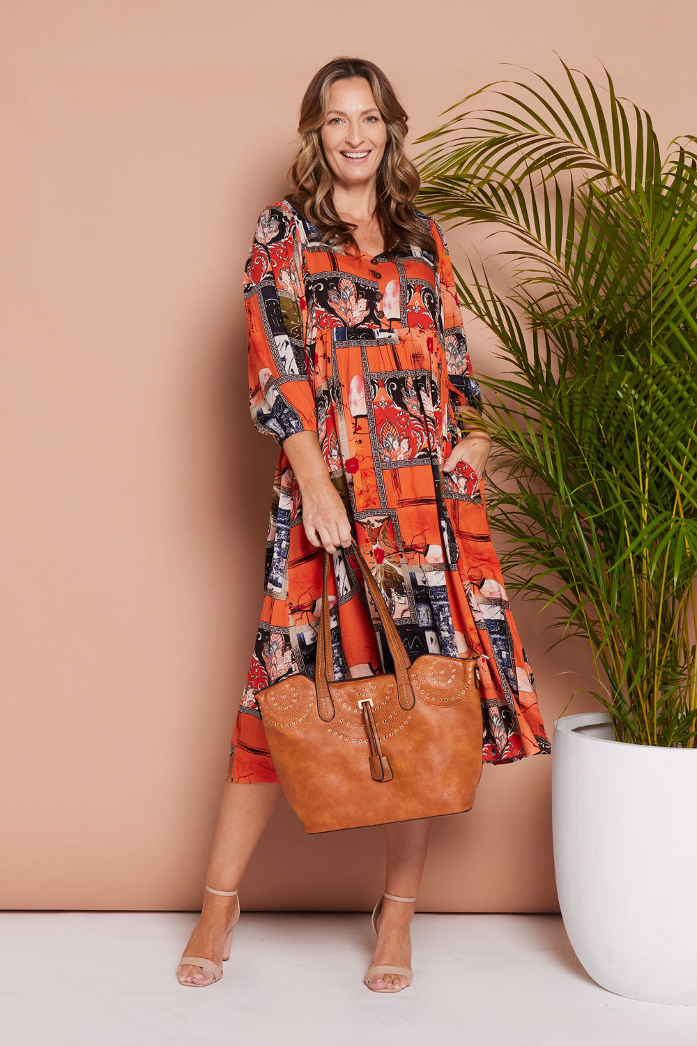 Sabina Dress - Orange Print