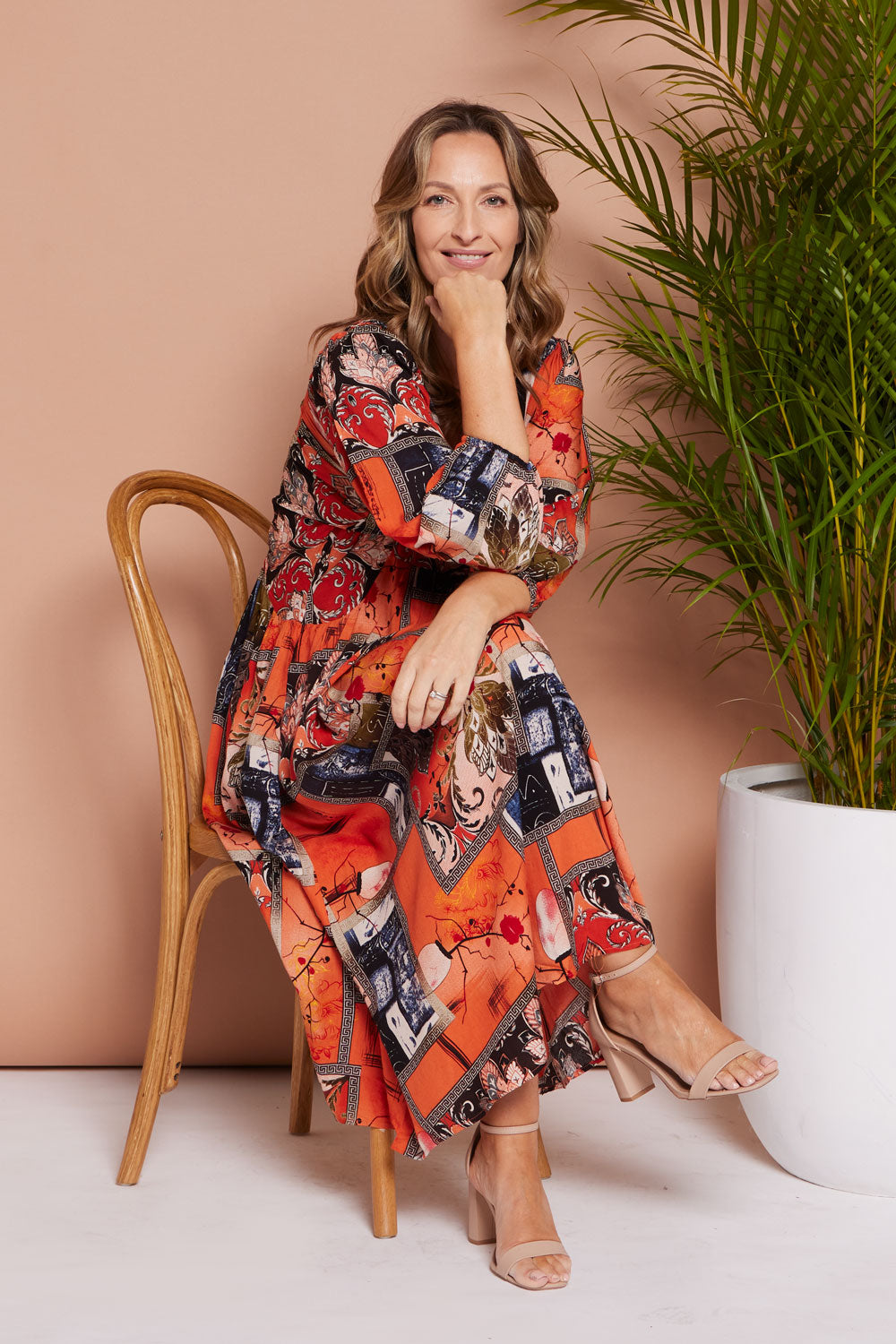 Sabina Dress - Orange Print