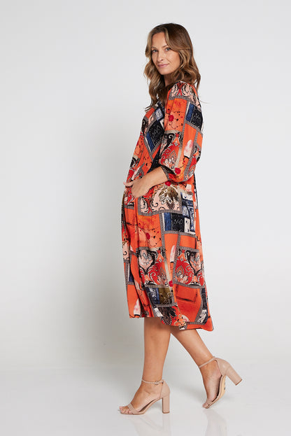 Sabina Dress - Orange Print