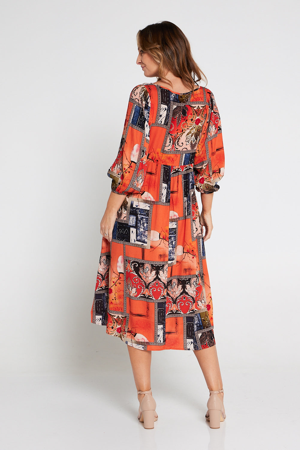 Sabina Dress - Orange Print
