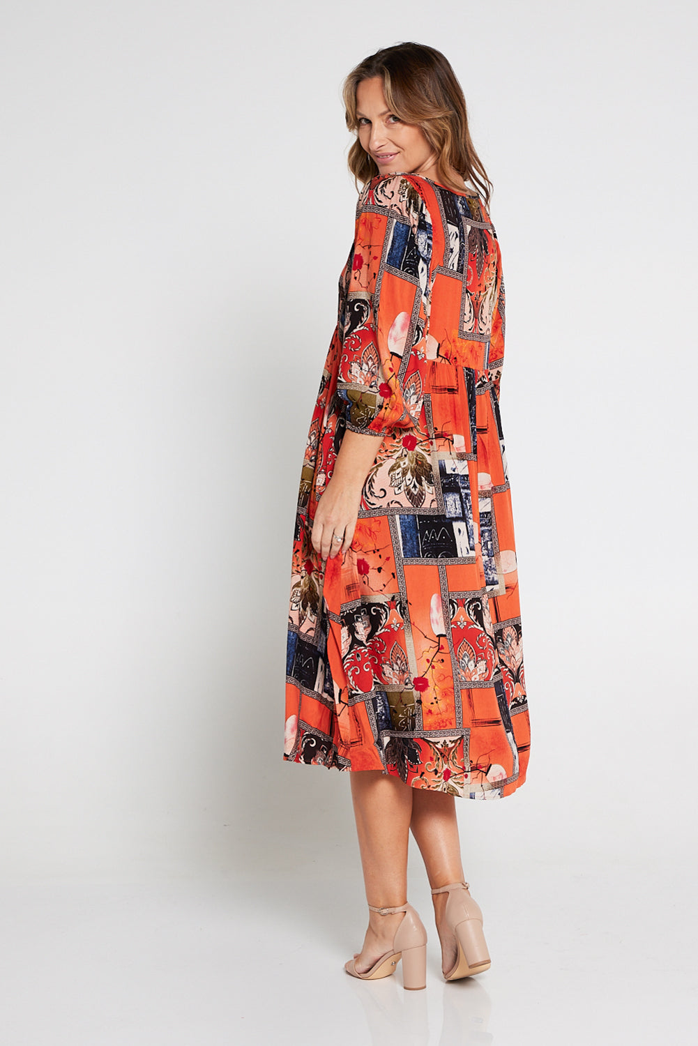 Sabina Dress - Orange Print