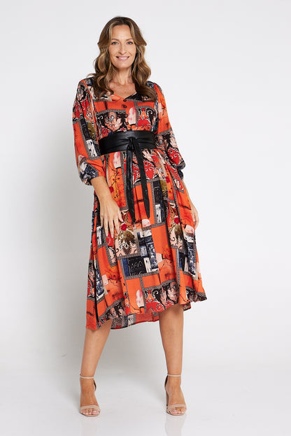 Sabina Dress - Orange Print