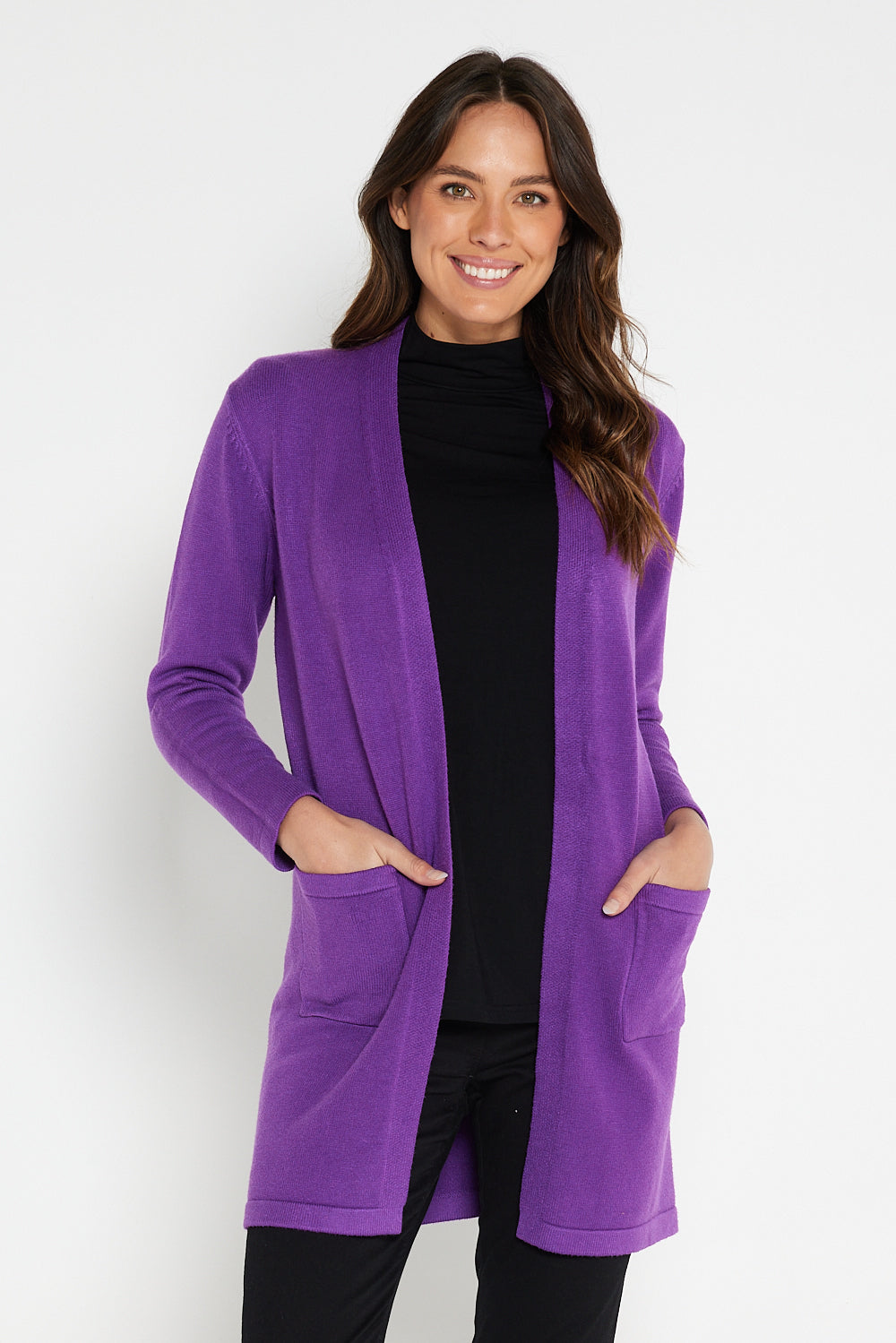 TULIO for Mature Fashion Salima Cardigan Purple Afterpay